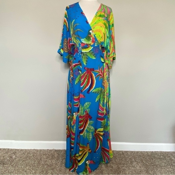 Farm Rio Tahiti Wrap Maxi Dress, Small - Picture 2 of 13